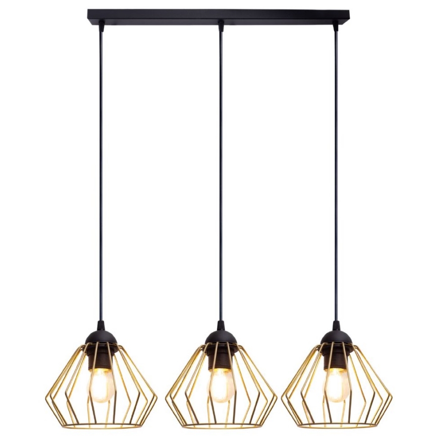 Lampadario a sospensione con filo CEED GOLD 3xE27/60W/230V nero/oro