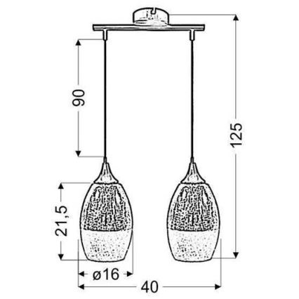 Lampadario a sospensione con filo CELIA 2xE27/60W/230V