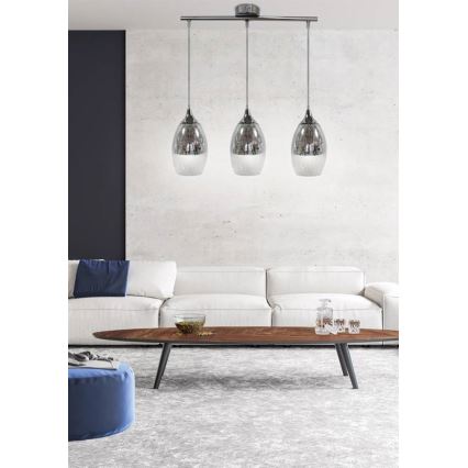 Lampadario a sospensione con filo CELIA 3xE27/60W/230V