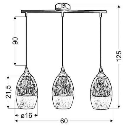 Lampadario a sospensione con filo CELIA 3xE27/60W/230V
