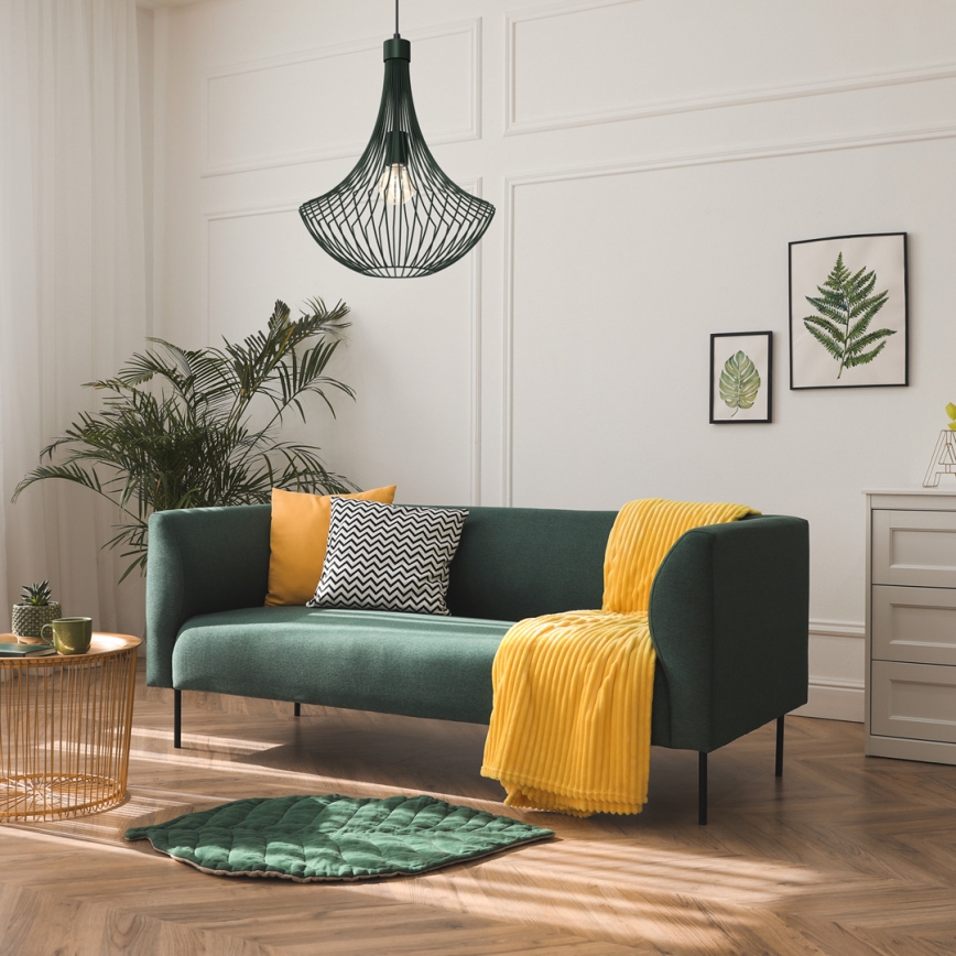 Lampadario a sospensione con filo CESTA 1xE27/60W/230V verde