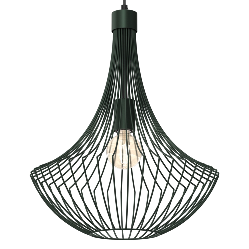 Lampadario a sospensione con filo CESTA 1xE27/60W/230V verde