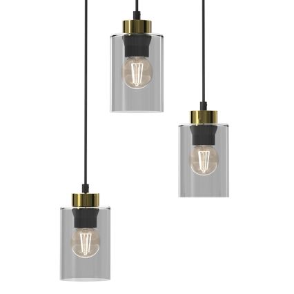 Lampadario a sospensione con filo CHIC 3xE27/60W/230V nero/grigio