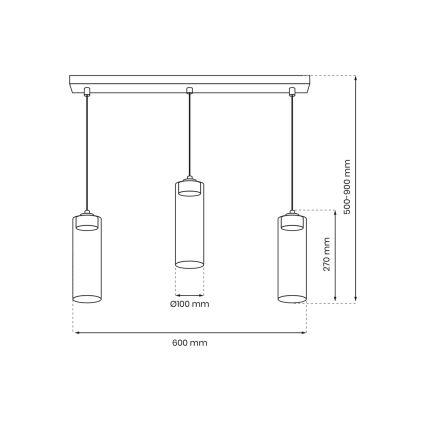 Lampadario a sospensione con filo CLARISSA 3xGX53/12W/230V nero
