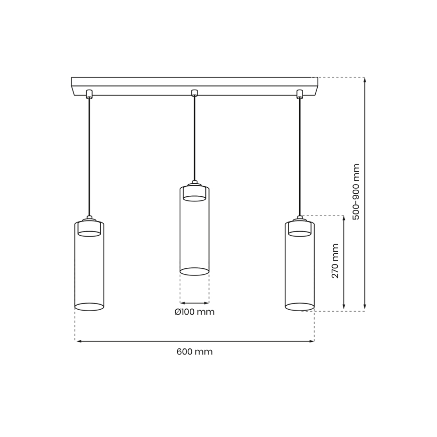 Lampadario a sospensione con filo CLARISSA 3xGX53/12W/230V nero