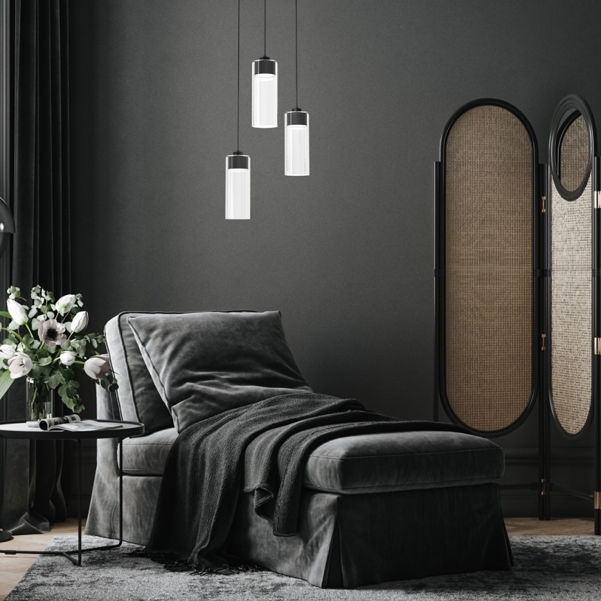 Lampadario a sospensione con filo CLARISSA 3xGX53/12W/230V nero