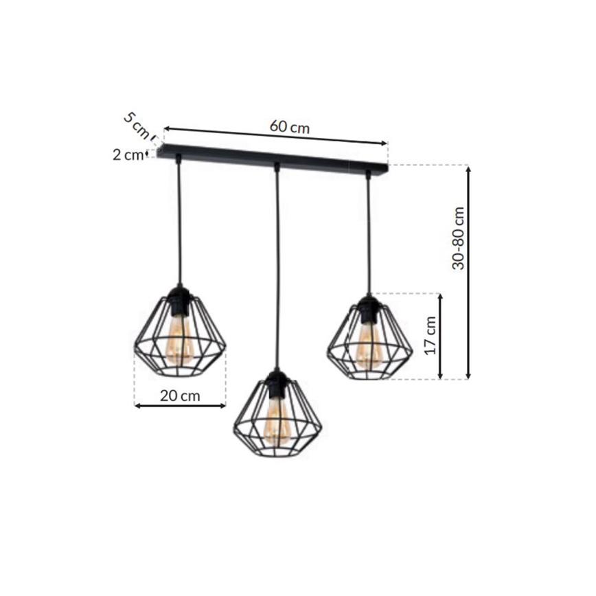 Lampadario a sospensione con filo COLIN 3xE27/60W/230V