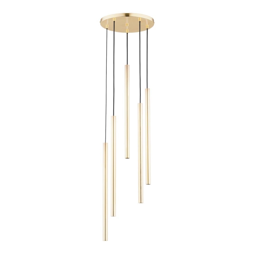 Lampadario a sospensione con filo COLLET 5xG9/40W/230V diametro 30 cm oro