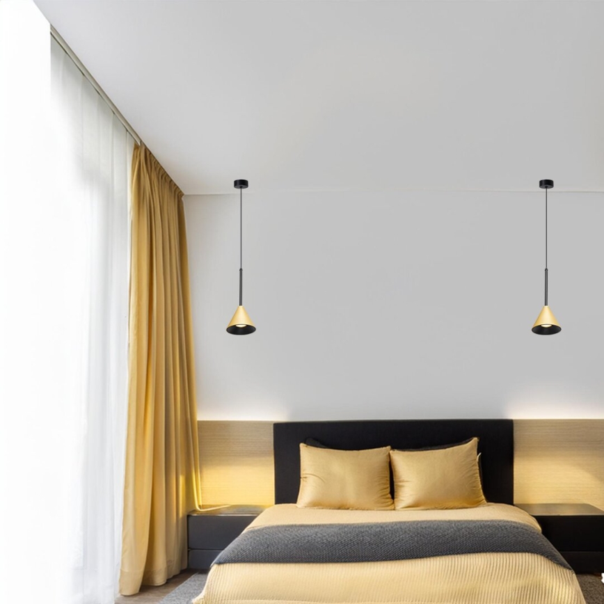 Lampadario a sospensione con filo CONE 1xGU10/10W/230V oro/nero