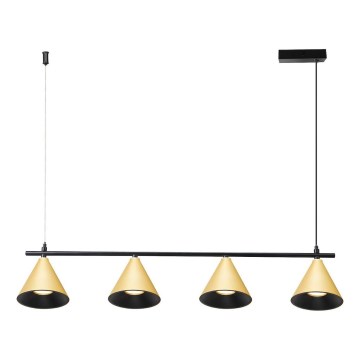 Lampadario a sospensione con filo CONE 4xGU10/10W/230V oro/nero