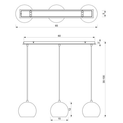 Lampadario a sospensione con filo COOL 3xE27/60W