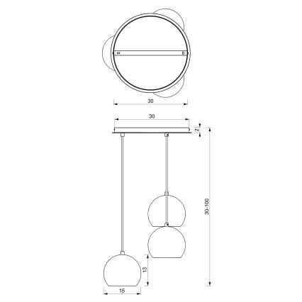 Lampadario a sospensione con filo COOL 3xE27/60W