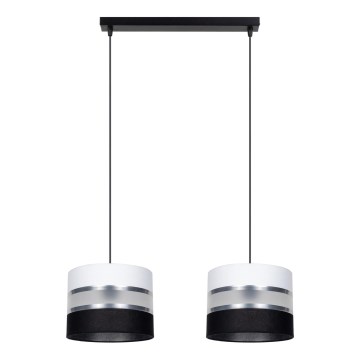 Lampadario a sospensione con filo CORAL 2xE27/60W/230V bianco e nero