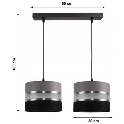 Lampadario a sospensione con filo CORAL 2xE27/60W/230V