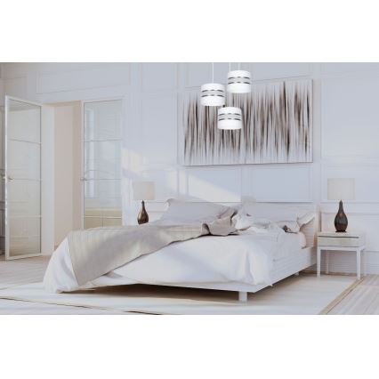 Lampadario a sospensione con filo CORAL 3xE27/60W/230V bianco/cromo diametro 45 cm