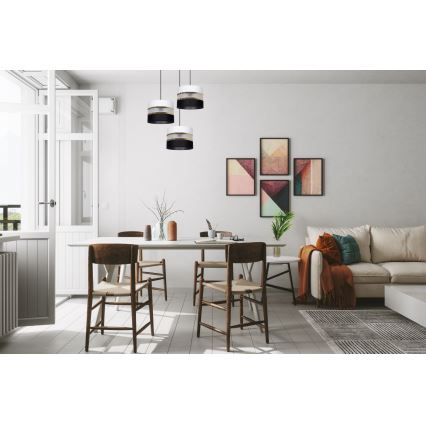 Lampadario a sospensione con filo CORAL 3xE27/60W/230V bianco e nero