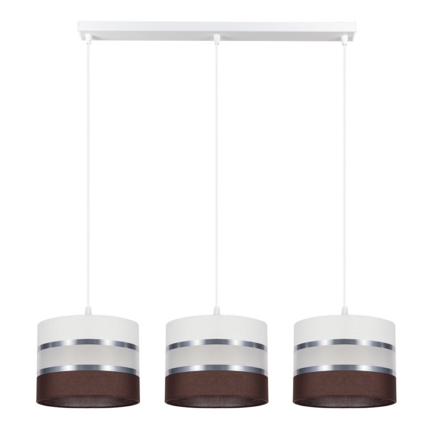 Lampadario a sospensione con filo CORAL 3xE27/60W/230V bianco/marrone