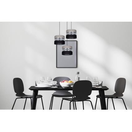 Lampadario a sospensione con filo CORAL 3xE27/60W/230V nero/grigio/cromo opaco diametro 45 cm