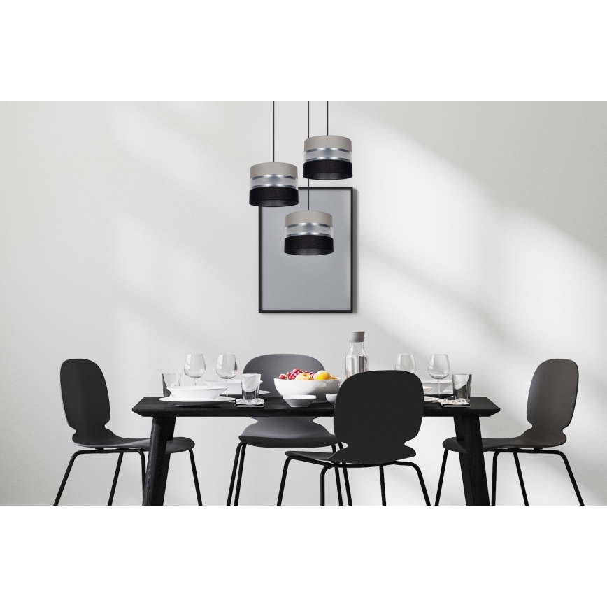 Lampadario a sospensione con filo CORAL 3xE27/60W/230V nero/grigio/cromo opaco diametro 45 cm