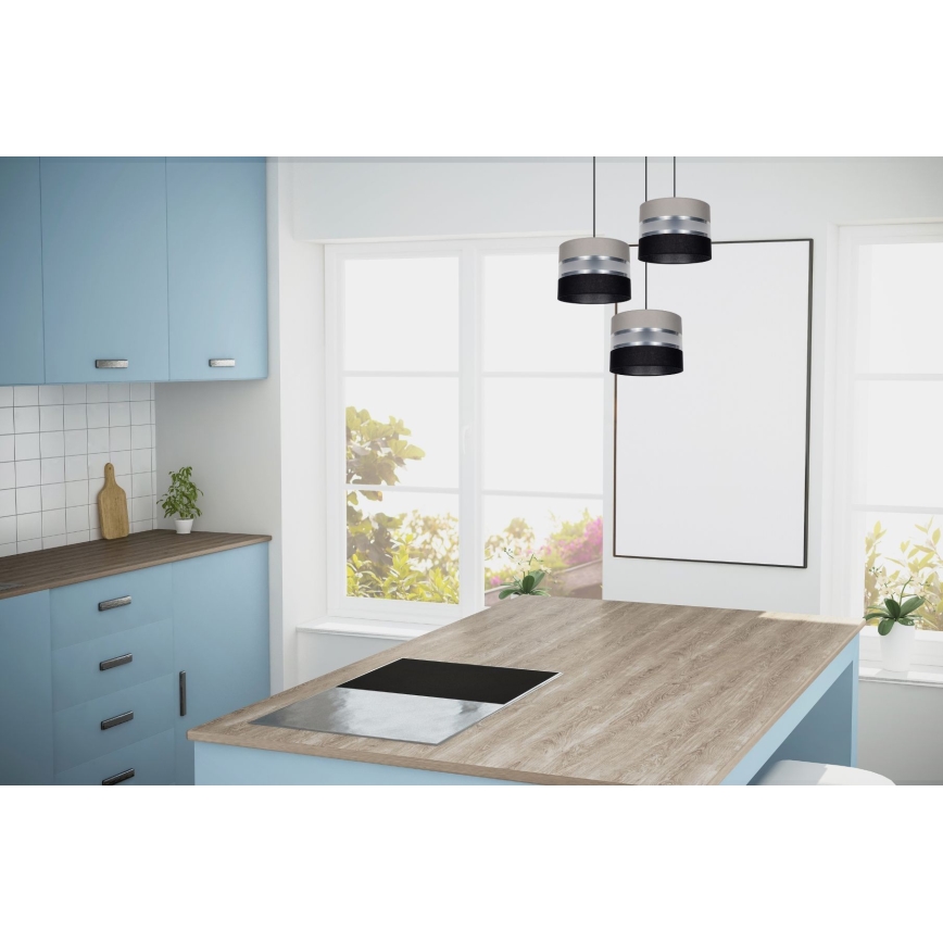 Lampadario a sospensione con filo CORAL 3xE27/60W/230V nero/grigio/cromo opaco diametro 45 cm