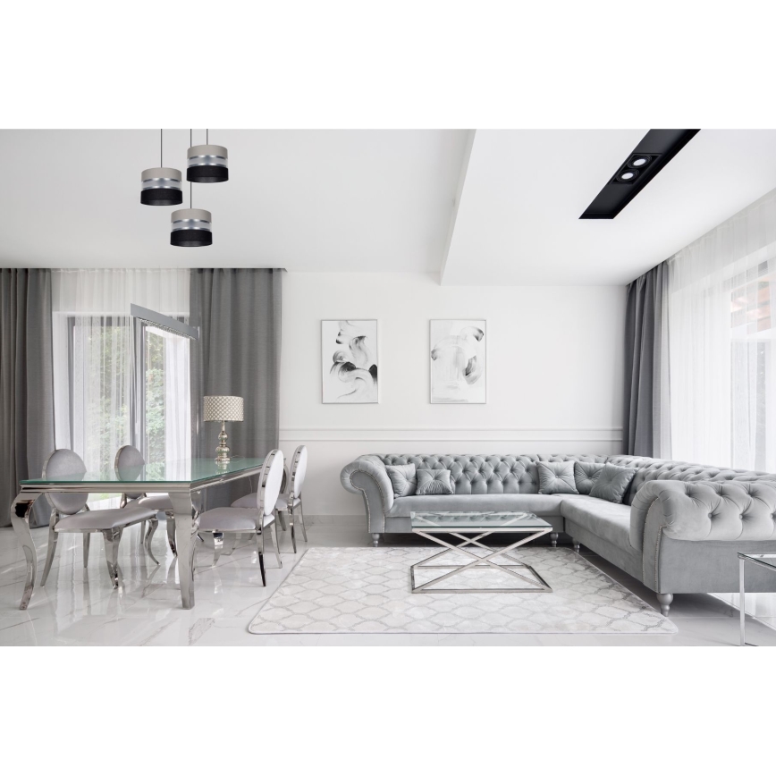Lampadario a sospensione con filo CORAL 3xE27/60W/230V nero/grigio/cromo opaco diametro 45 cm