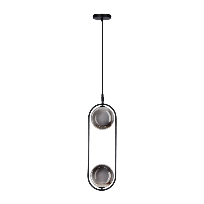 Lampadario a sospensione con filo CORDEL 2xG9/28W/230V nero/fumé nero