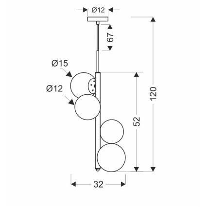 Lampadario a sospensione con filo CORDEL 4xG9/20W/230V oro