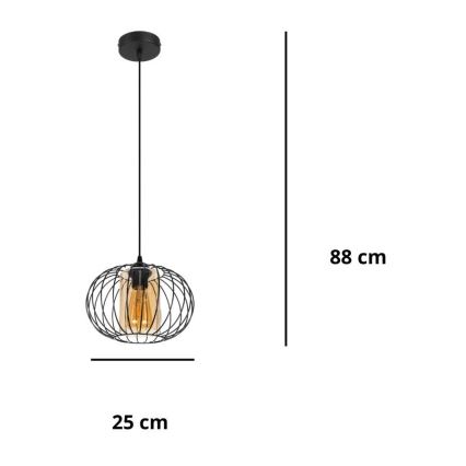 Lampadario a sospensione con filo CORRINI 1xE27/60W/230V diametro 25 cm nero/beige