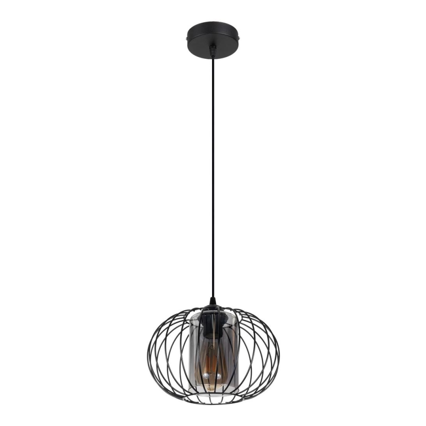 Lampadario a sospensione con filo CORRINI 1xE27/60W/230V diametro 25 cm nero/grigio