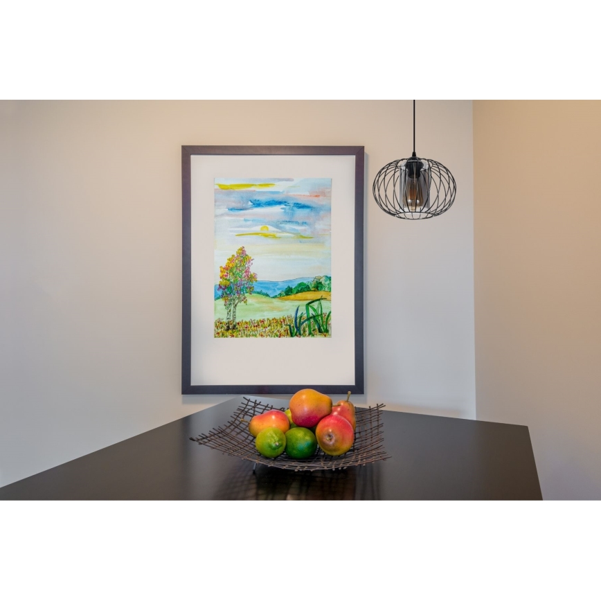 Lampadario a sospensione con filo CORRINI 1xE27/60W/230V diametro 25 cm nero/grigio