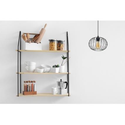 Lampadario a sospensione con filo CORRINI 1xE27/60W/230V diametro 25 cm nero/limpido