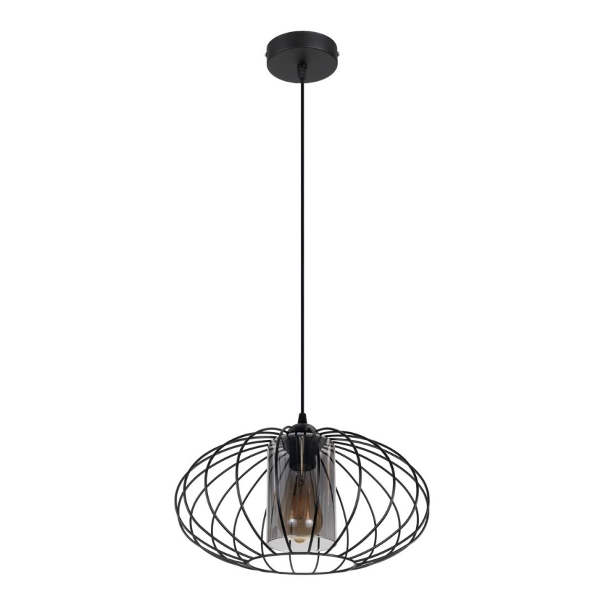 Lampadario a sospensione con filo CORRINI 1xE27/60W/230V diametro 34 cm nero/grigio