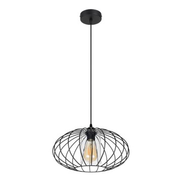 Lampadario a sospensione con filo CORRINI 1xE27/60W/230V diametro 34 cm nero/limpido