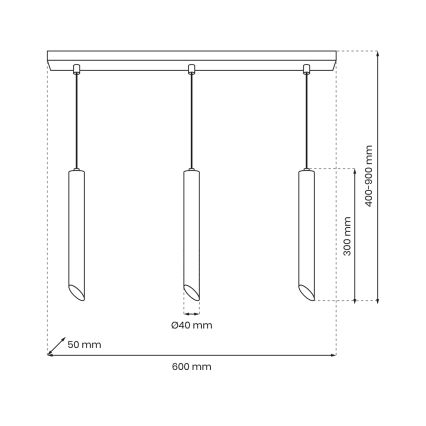 Lampadario a sospensione con filo CORTE 3xGU10/8W/230V nero