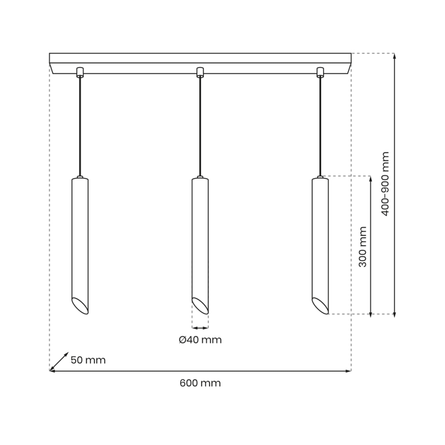 Lampadario a sospensione con filo CORTE 3xGU10/8W/230V nero