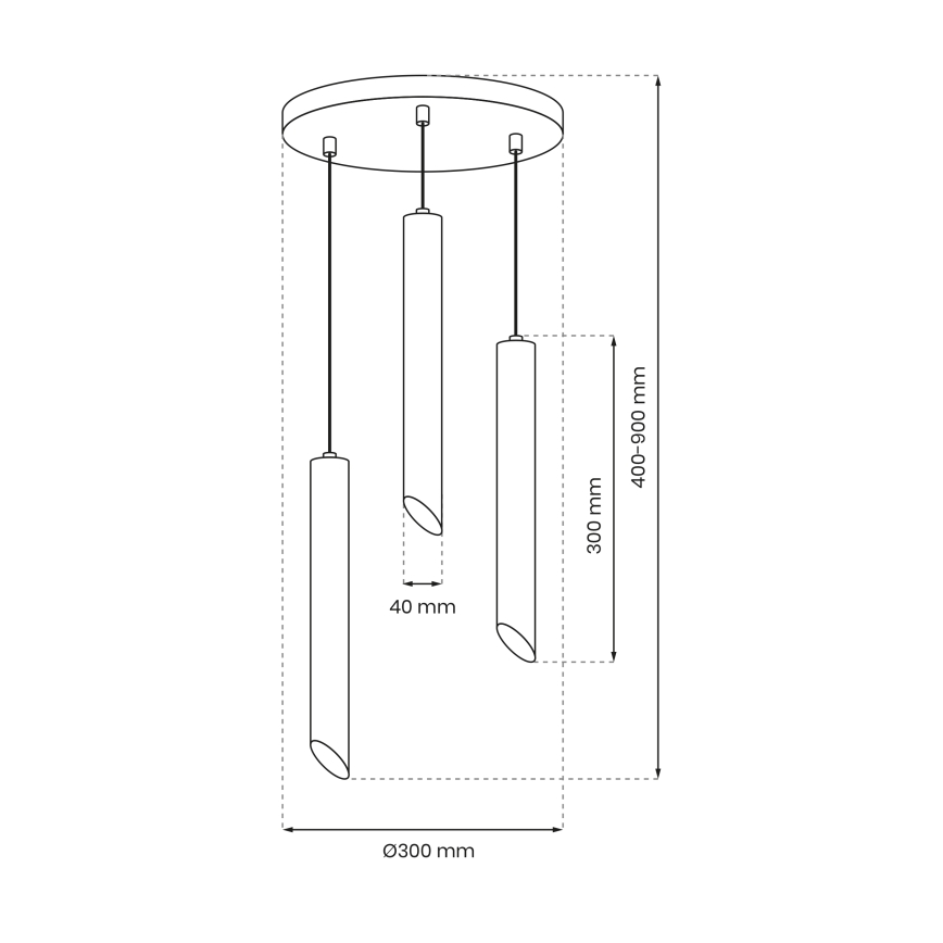 Lampadario a sospensione con filo CORTE 3xGU10/8W/230V nero