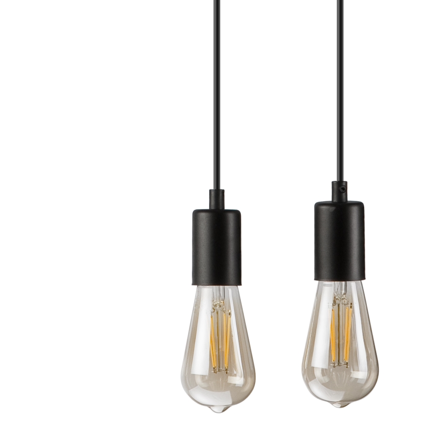Lampadario a sospensione con filo CORTINA 2xE27/15W/230V + 2xG9/5W/230V nero/quercia