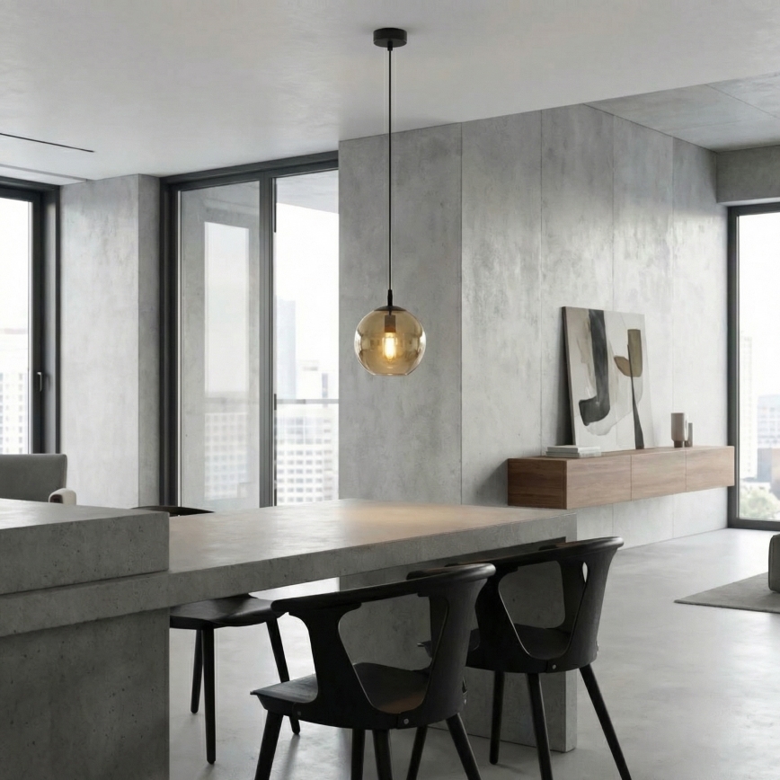 Lampadario a sospensione con filo COSMO 1xE14/10W/230V diametro 14 cm nero/beige