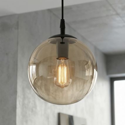 Lampadario a sospensione con filo COSMO 1xE14/10W/230V diametro 14 cm nero/beige
