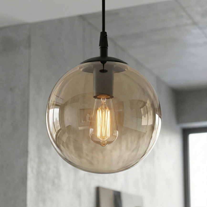 Lampadario a sospensione con filo COSMO 1xE14/10W/230V diametro 14 cm nero/beige