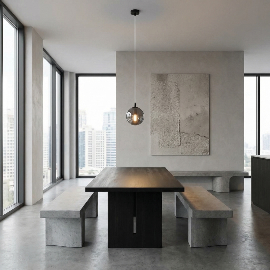 Lampadario a sospensione con filo COSMO 1xE14/10W/230V diametro 14 cm nero/grigio