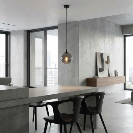 Lampadario a sospensione con filo COSMO 1xE14/10W/230V diametro 14 cm nero/grigio