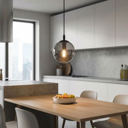 Lampadario a sospensione con filo COSMO 1xE14/10W/230V diametro 14 cm nero/grigio