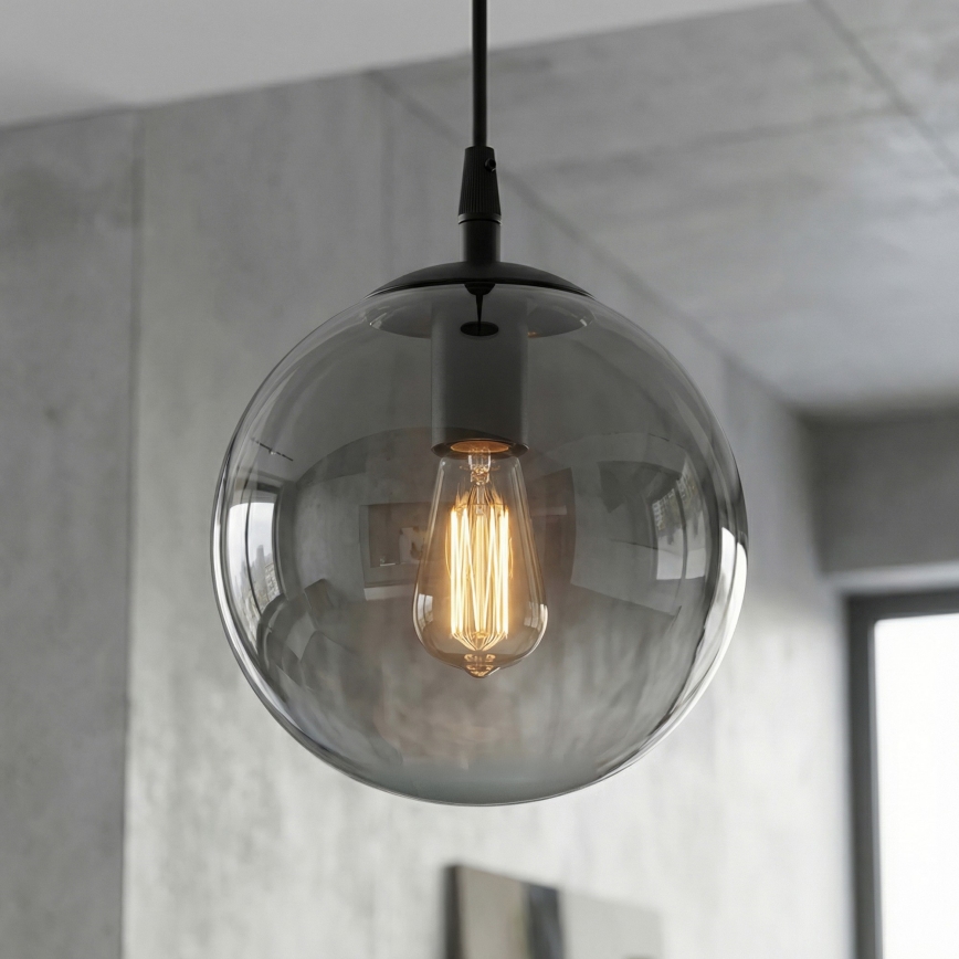 Lampadario a sospensione con filo COSMO 1xE14/10W/230V diametro 14 cm nero/grigio