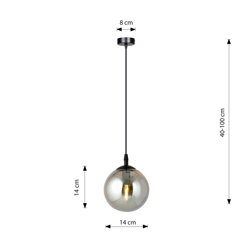 Lampadario a sospensione con filo COSMO 1xE14/10W/230V diametro 14 cm nero/grigio