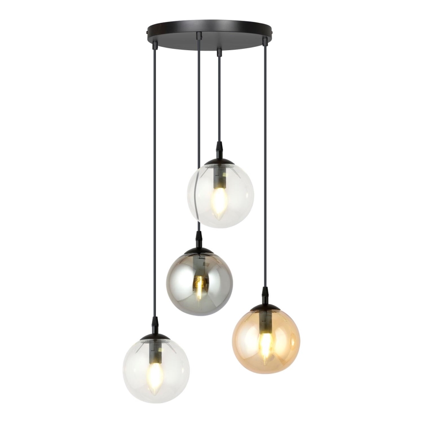 Lampadario a sospensione con filo COSMO 4xE14/10W/230V diametro 40 cm nero/grigio/beige/limpido