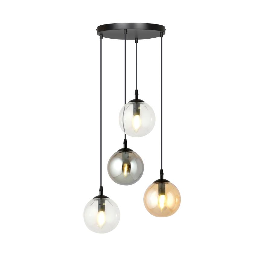 Lampadario a sospensione con filo COSMO 4xE14/10W/230V diametro 40 cm nero/grigio/beige/limpido