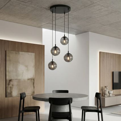 Lampadario a sospensione con filo COSMO 4xE14/10W/230V diametro 40 cm nero/grigio