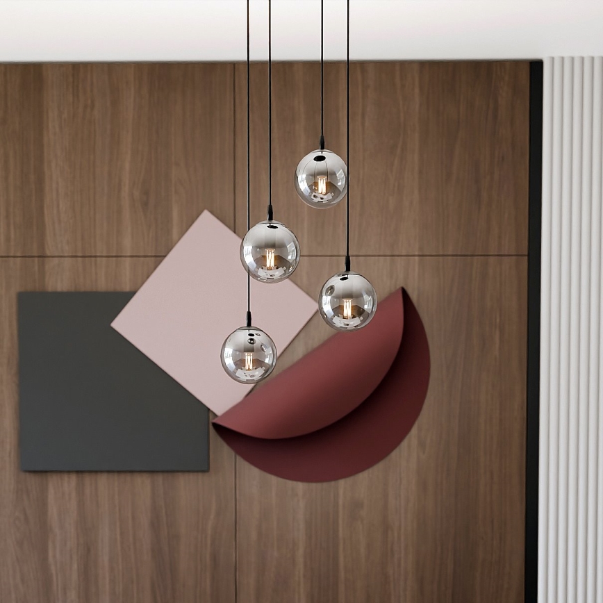 Lampadario a sospensione con filo COSMO 4xE14/10W/230V diametro 40 cm nero/grigio