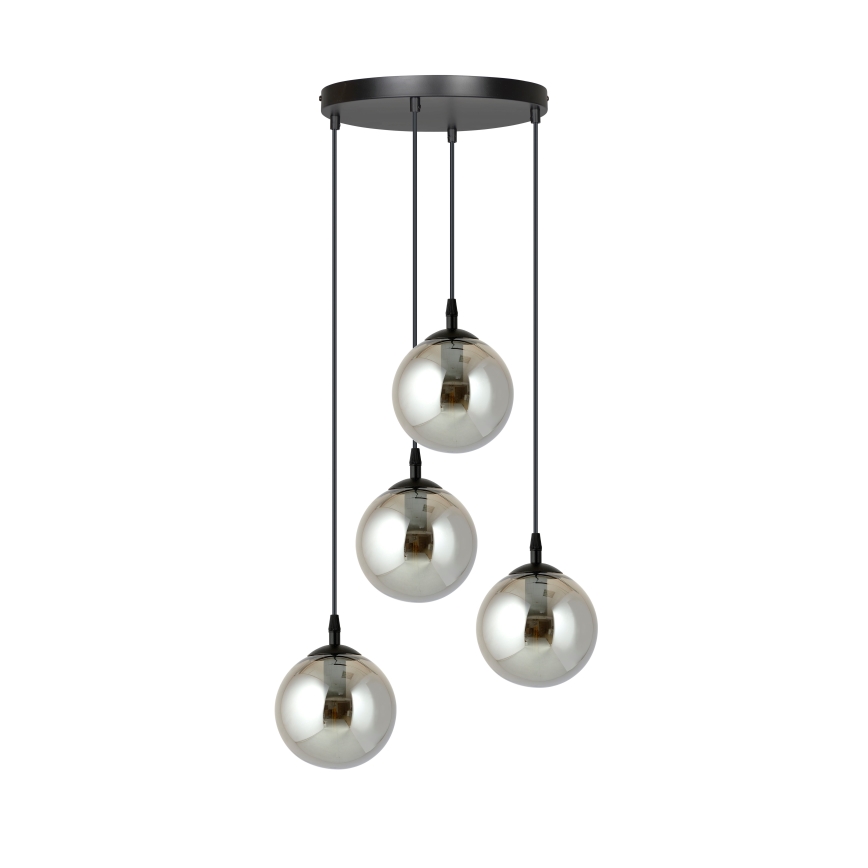 Lampadario a sospensione con filo COSMO 4xE14/10W/230V diametro 40 cm nero/grigio